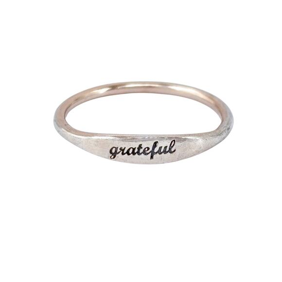 Vintage Worn Gold Plated Sterling Silver 925 Grateful Ring Size 7 - Picture 2 of 10